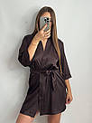 Халат жіночий ШОВКОВИЙ ТЕМНИЙ ШОКОЛАЖ БРАУНІ 074/22, фото 6