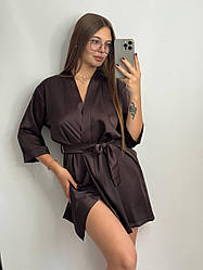 Халат жіночий ШОВКОВИЙ ТЕМНИЙ ШОКОЛАЖ БРАУНІ 074/22