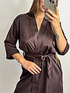 Халат жіночий ШОВКОВИЙ ТЕМНИЙ ШОКОЛАЖ БРАУНІ 074/22, фото 7