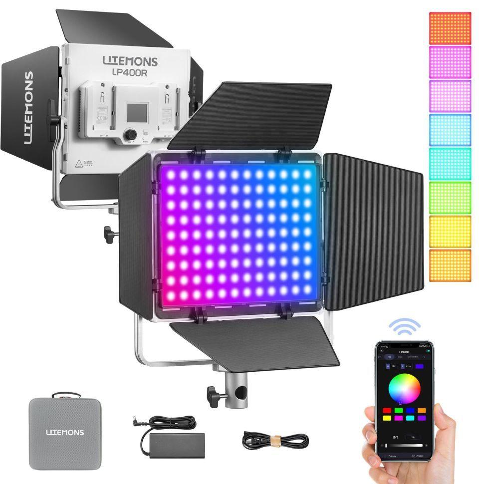 36W Світлодіодна LED-панель Godox Litemons LP400 RGB 23х20х7 см, відео фото світло 1800-10000K, автономному, фото 1