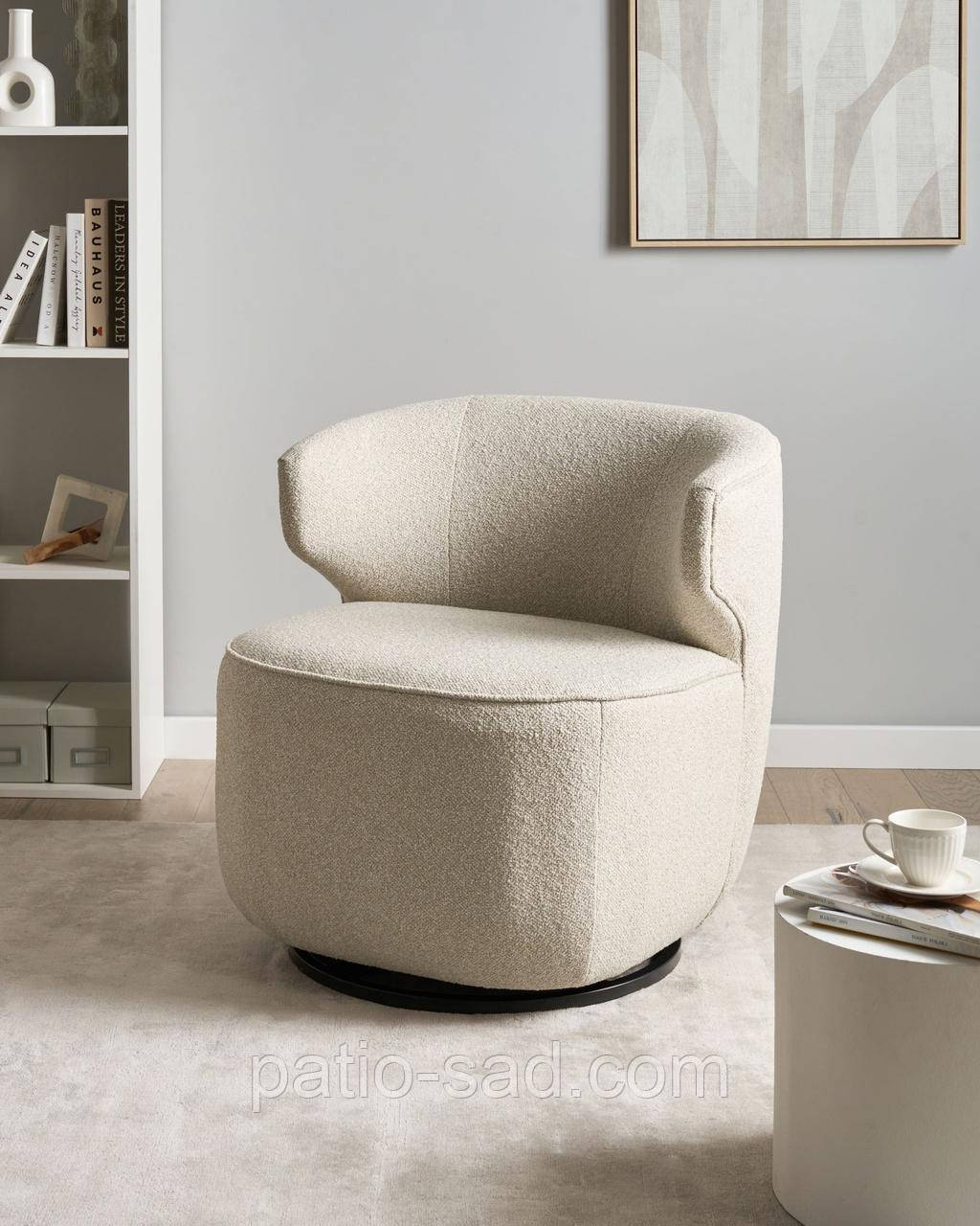 Крісло з поворотною основою на 360° світло-бежевий колір, фото 1