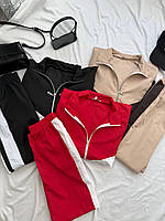 Спортивний костюм жіночий кофта на блискавці без капюшона та штани з лампасом плащівка 42-46