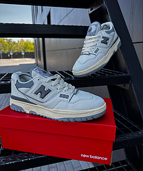 Чоловічі кросівки New Balance 550 сірі з білим кеди NB Нью Баланс 550 White Gray шкіряні для весна осінь