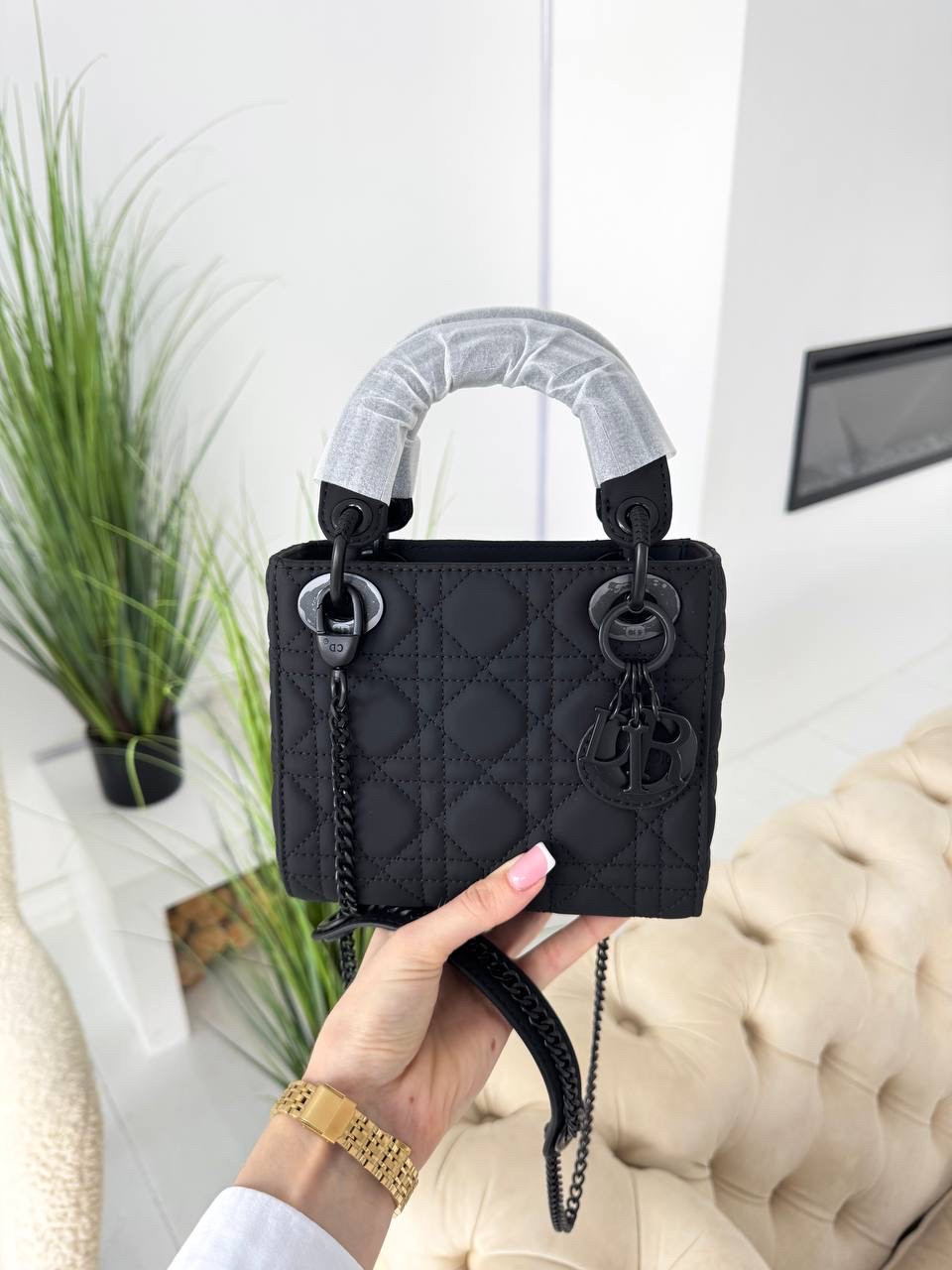 Жіноча сумка Dior Lady Mini Total Black чорна сумочка діор / Женские сумки кросс боди, фото 1