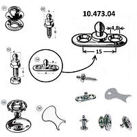 Кнопка тентовая TOMAX відповідна частина з нікельованої латуні на кріпильній пластині 15 мм, Італія