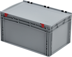 Євроконтейнер TBA ЕB-6432 ручки закриті із кришкою. Сірий (967201)