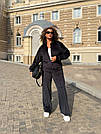 Велюровий спортивний жіночий костюм на молнії зі стрілками р.42-60 SPRING ЧОРНИЙ 769, фото 4