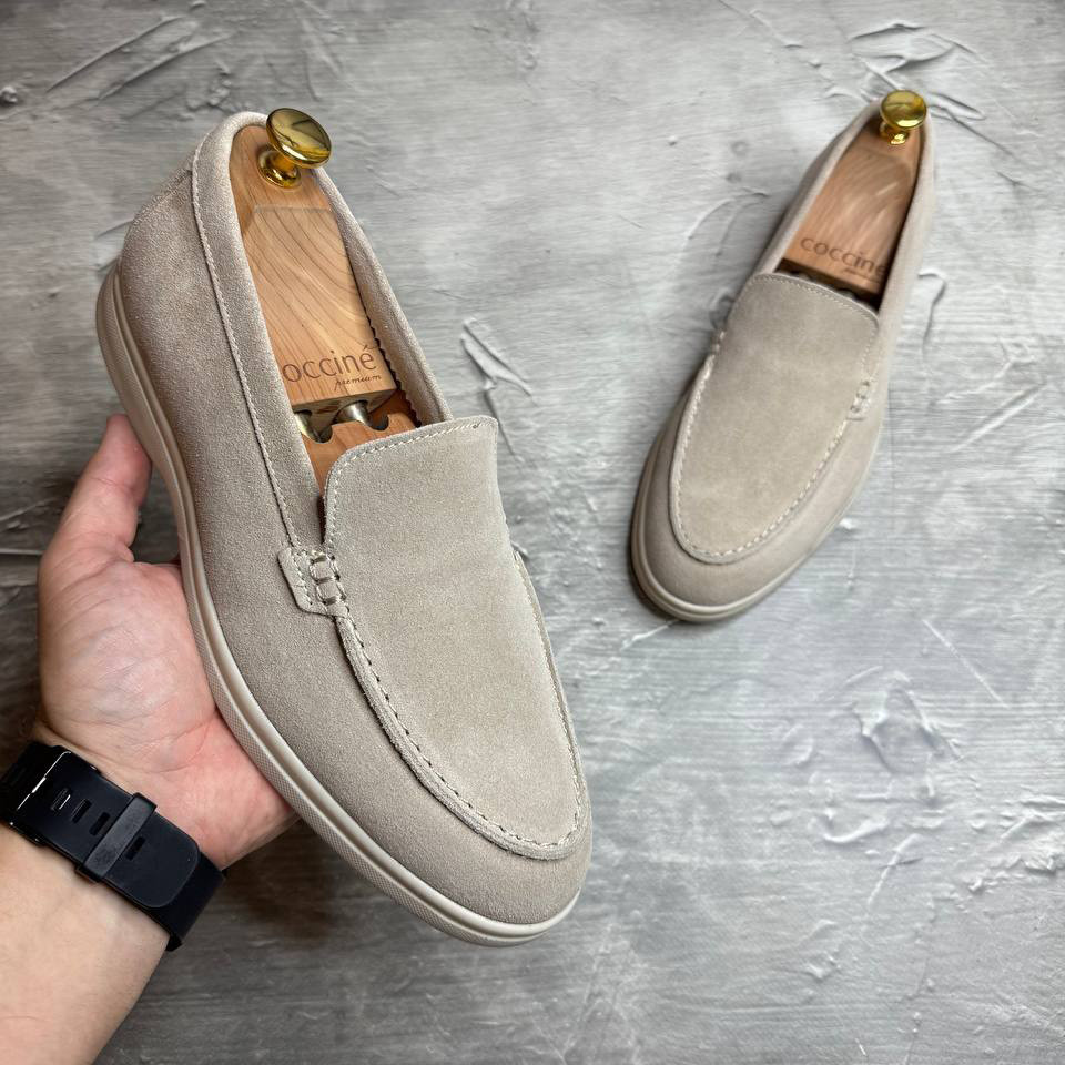 Лофери, туфлі чоловічі бежеві замшеві (натуральна замша) для чоловіків на весну осінь, розміри 40-45, фото 1