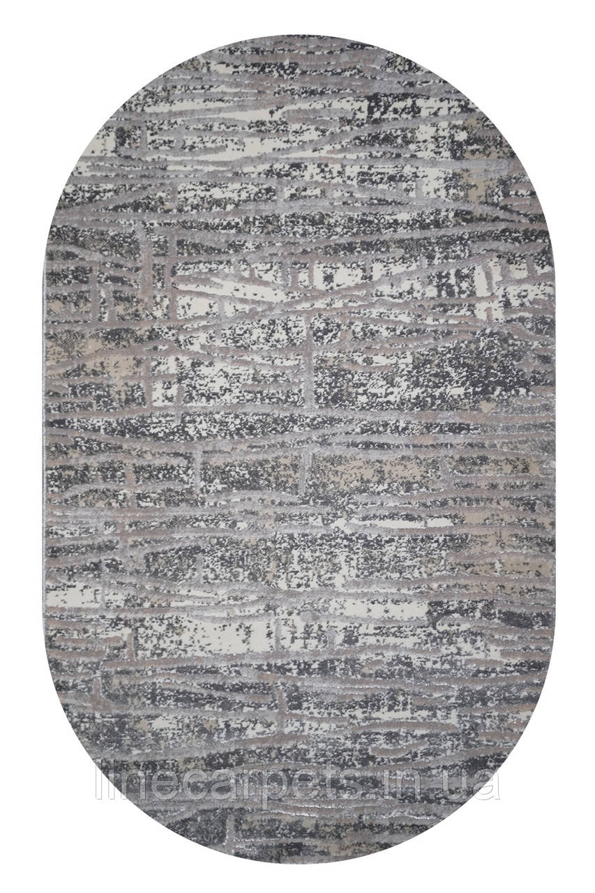Сучасний сірий овальний килим LEVADO 08111A L. GREY-BEIGE, фото 1