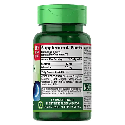 Мелатонін з теаніном Nature's Truth Melatonin 10 мг plus L-Theanine 72 таб., фото 2
