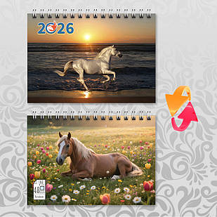 Блокнот А6 пружина 48 л. клітинка 2026 рік Коня 021