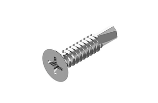 Самосвердлюючий шуруп 4,8x50 мм із конічною плоскою головкою і з крильцями, PH-2, DIN 7504-P, 250 шт./уп