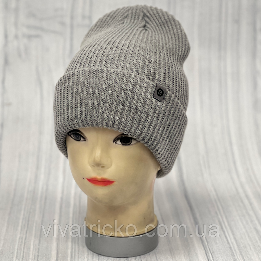 М 89069. Шапка  подвійна з  отворотом для дівчат, різні кольори, 4-12 років, фото 1