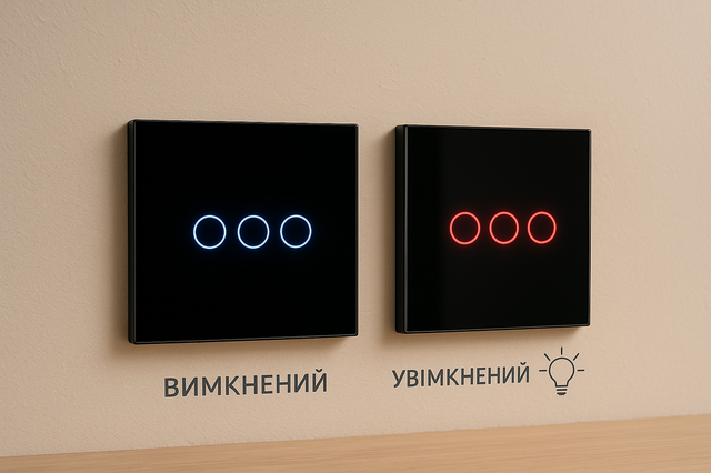 Сенсорний вимикач світла потрійний Palermo чорний