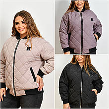 Демісезонна жіноча непромокаюча куртка-бомбер великих розмірів