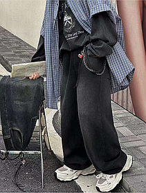 Широкі джинси на дівчинку на хлопчика в сірому кольорі