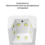 Акумуляторна міні LED лампа для нігтів Snrqi K6 9 Вт 8 діодів з сенсором і таймером, фото 5