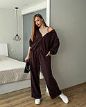 Жіночий теплий спортивний костюм толстовка на блискавці та прямі штани оверсайз (р. 42-48) 63052062, фото 3