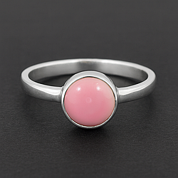 Мушля Конк рожева срібна каблучка, 0548ЛК