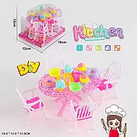 Набір меблів для ляльок з кухонним столом, стільцями та продуктами Kitchen в асортименті - A8-684