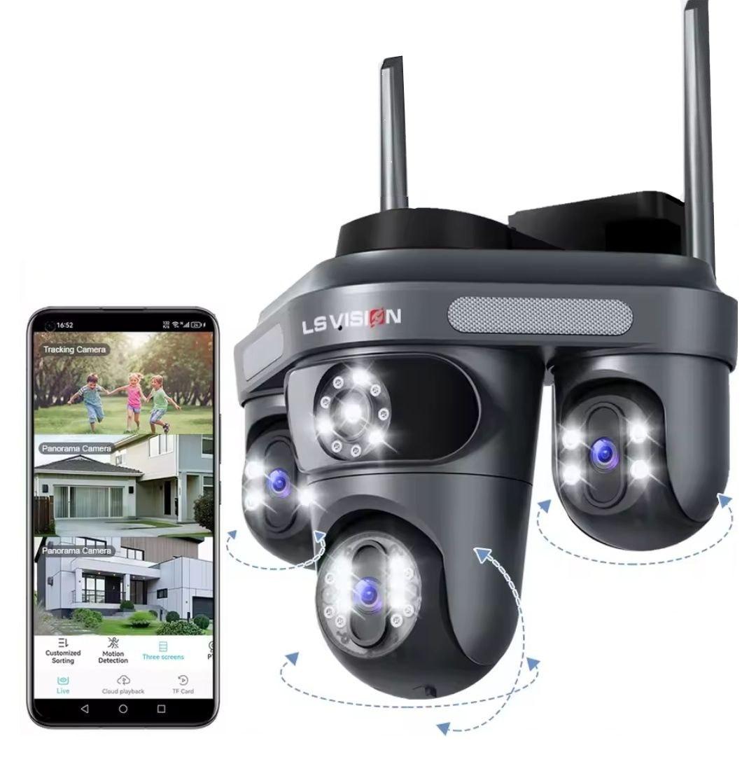 Камера охоронна поворотна камера LS VISION WL310 15MP Wi-Fi з 3 об'єктивами. O-KAM Pro, фото 1