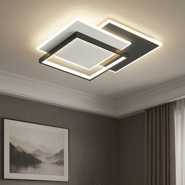 Квадратна Led люстра до 18 м ² чорно-білий корпус 80 Вт. без пульта (VEGA 3S 10401), фото 1