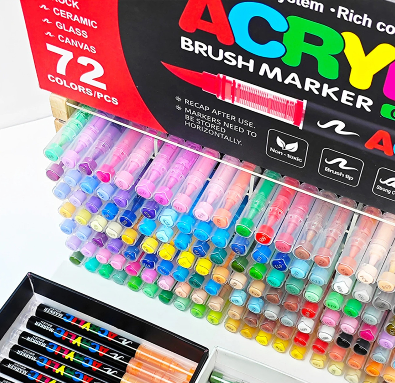 Акрилові пензлеві маркери GuangNa GN.8101 72 шт для художників і дітей, фото 1