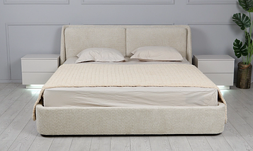 Ліжко Афіна тканина букле бежевий з підйомним механізмом 160*200 см, фото 3