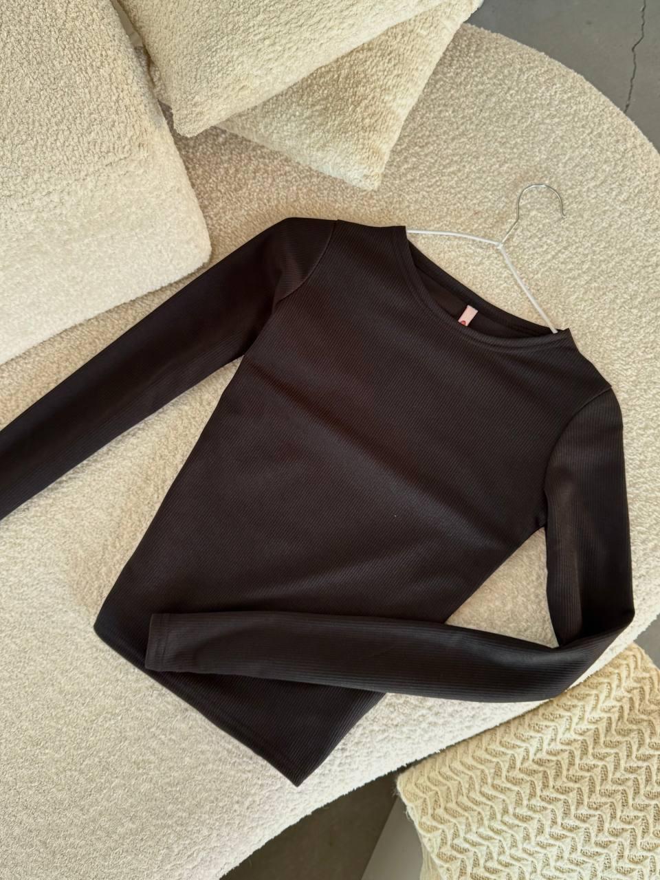 Жіночий базовий якісний лонгслів рубчик осінній лонг обтягуючий кроп довгий рукав кофта водолазка, фото 1