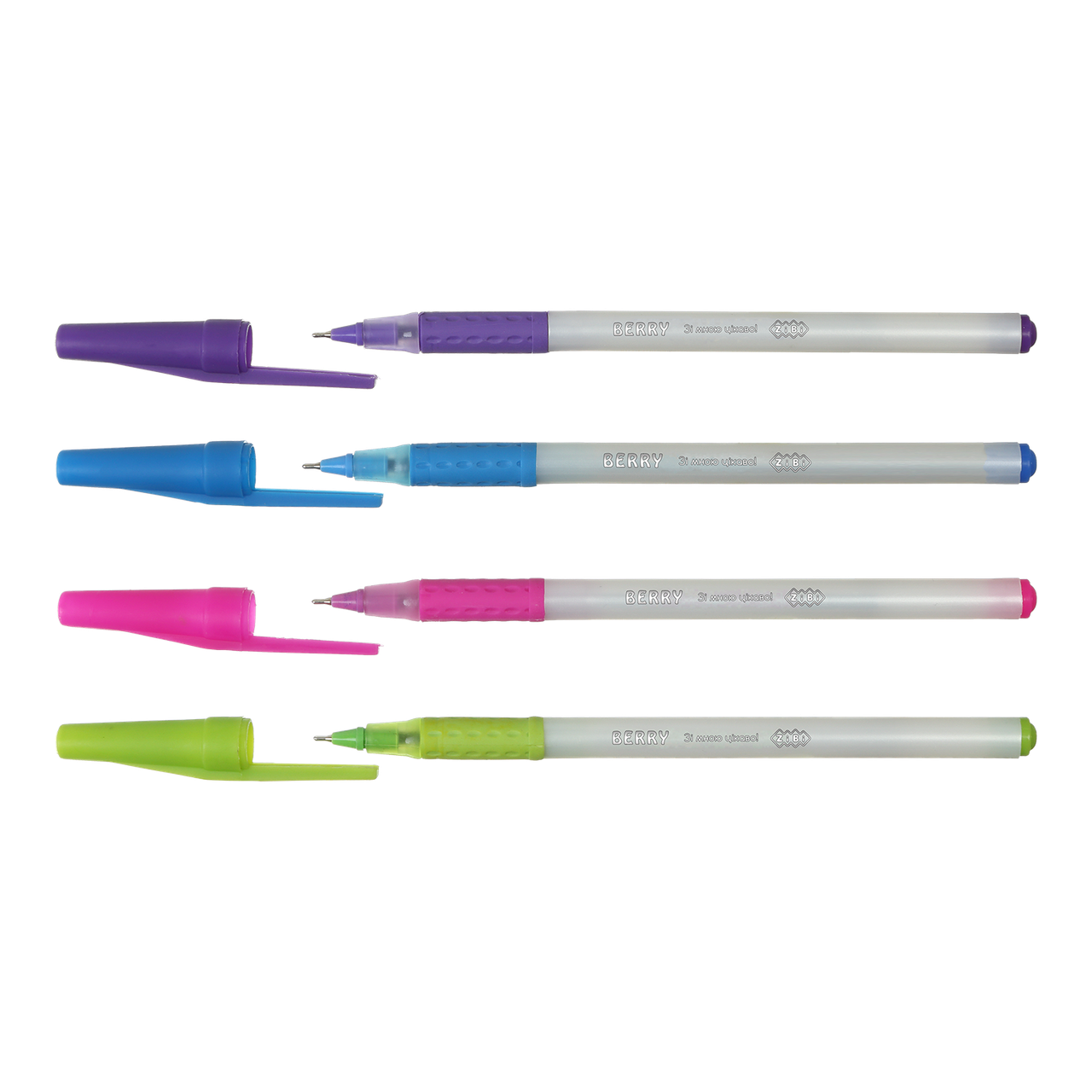 Ручка масляна 0.5мм синя з грипом білий перламутровий корпус KIDS Line ZiBi ZB.2263-01, фото 1