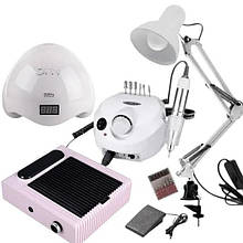 Стартовий набір 4в1 для манікюру: лампа Sun 5+ фрезер 601 + витяжка BQ-858-1 + лампа LUO-02, - RD-1