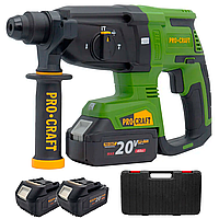 Акумуляторний безщітковий перфоратор Procraft PHA40 Кейс 0 - 1150 об хв 2 АКБ 20 В 4 Ач ЗП