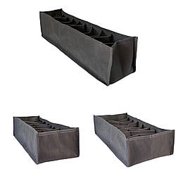 Набір гнучких орагнайзерів без картону для зберігання білизни та дитячих речей - XS, S, M (сірий)