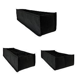 Набір гнучких орагнайзерів без картону для зберігання білизни та дитячих речей - XS, S, M (чорний)