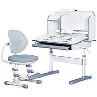 Парта зі стільцем Mealux Nemo XL Dark Blue (полиця + лампа) (BD-39 BL)