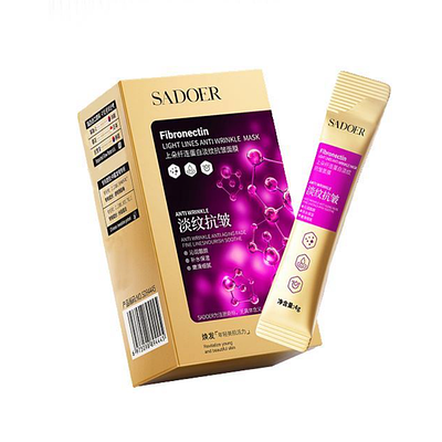 Розгладжуюча Маска для обличчя проти зморшок для пружності шкіри у стіках з Фібронектином SADOER, 80г