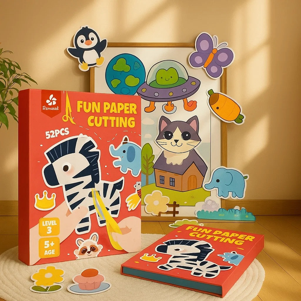 Альбом для аплікації, книга з шаблонами для вирізання з паперу для дітей, для дрібної моторики рук. Рівень 3, фото 1