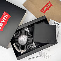 Чоловічий подарунковий набір ремінь і гаманець  Levis (519)