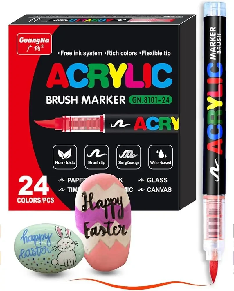 24 акрилових маркерів GuangNa GN.8101 для творчості, малювання, розпису, скетчингу, фото 1