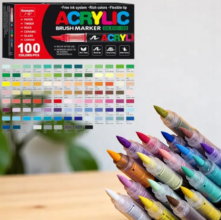 Набір акрилових маркерів GuangNa GN-8101 100шт для малювання, творчості, декору, фото 1