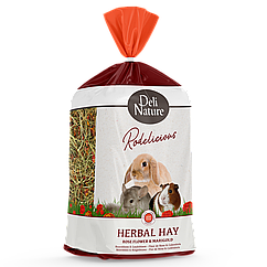 Травʼяне сіно для гризунів із квітами троянди та календулою Deli Nature Rodelicious Herbal HayRoseflower&Marig
