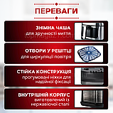 Потужний аерогриль 12 л Domotec 2800 Вт з регулюванням температури і антипригарним кошиком на 8 л фритюрниця безолійна, фото 5