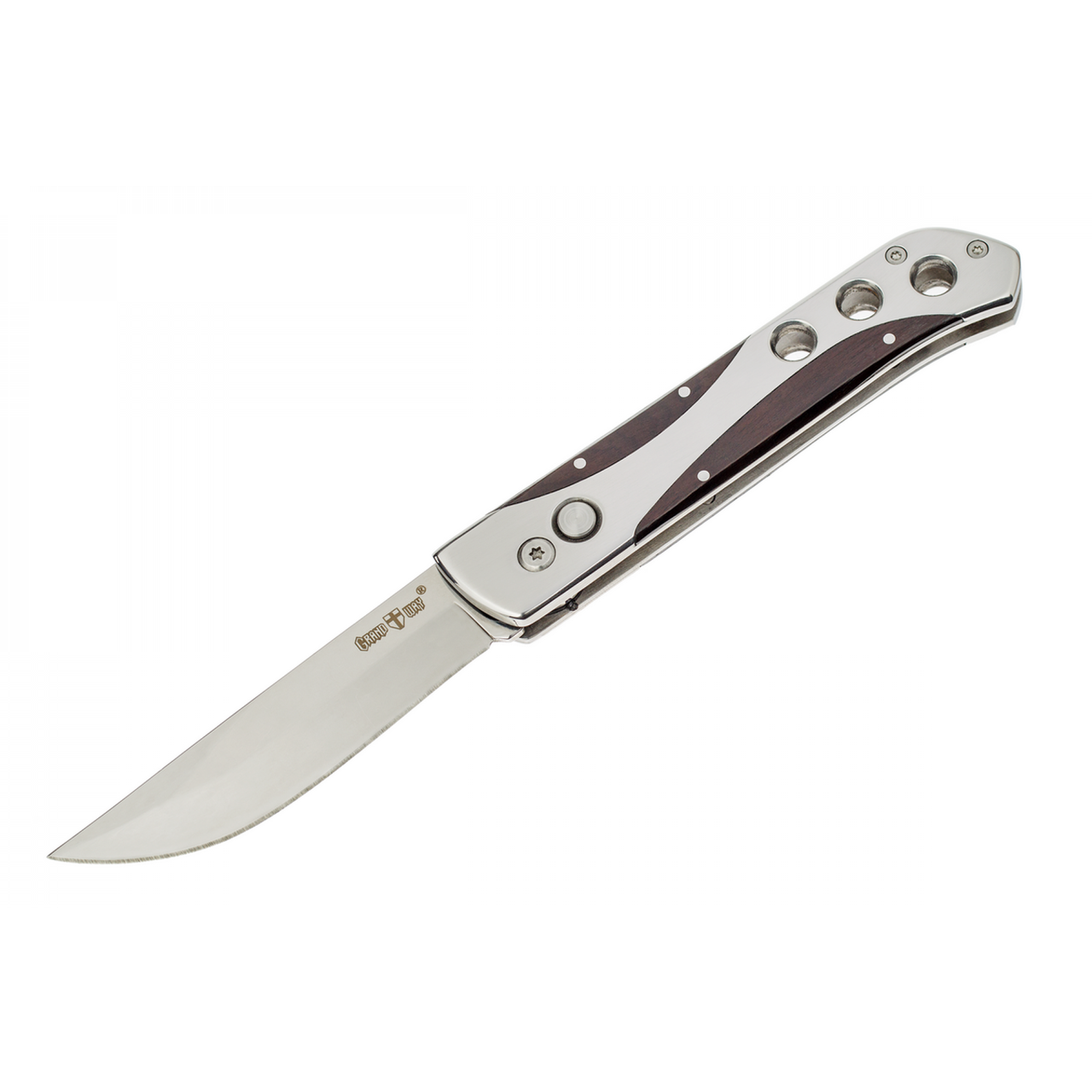 Ніж викидний бічний Grand Way 9078 (Mirror polish, button lock), фото 1