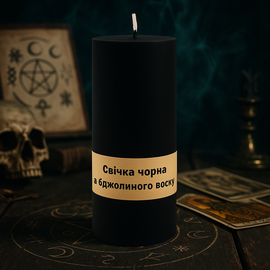 Свічка-циліндр чорна з бджолиного воску 55*200 мм
