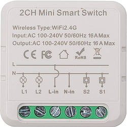 Розумний вимикач Tuya Wifi 16A 2-канальний