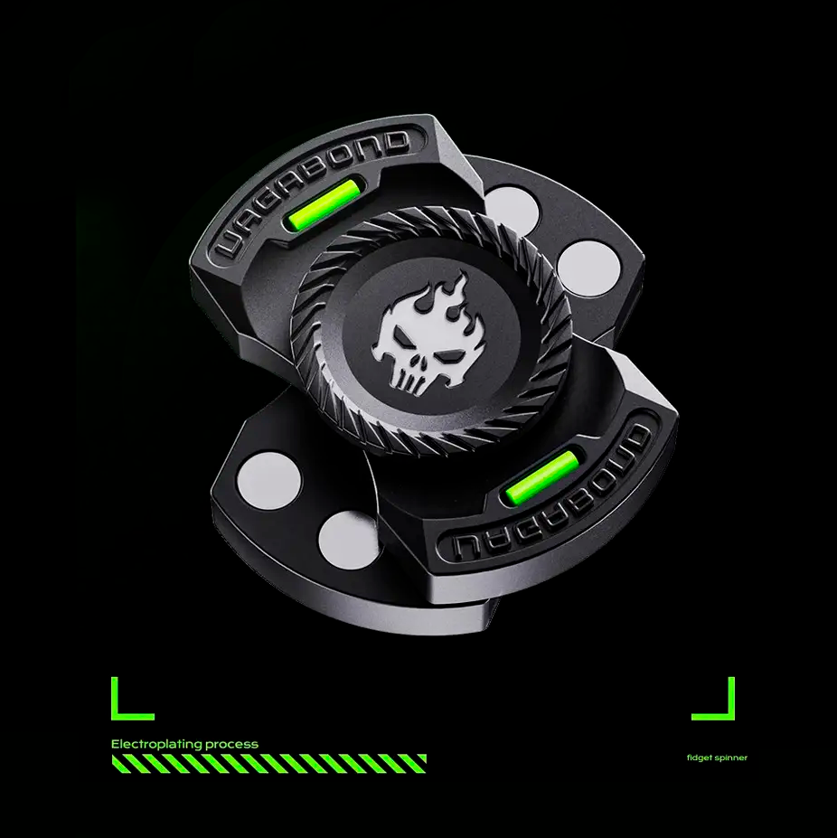 Антистрес спіннер TASMANIAN DEVIL BLACK слайдер іграшка з металу фіджет клікер 3 в 1, фото 1