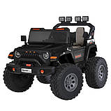 Електромобіль Джип дитячий (4 мотори 45W, 2аккум.12V7AH, підсвічування, пульт 2,4G) Bambi M 6204EBLR-2(24V) Чорний, фото 2