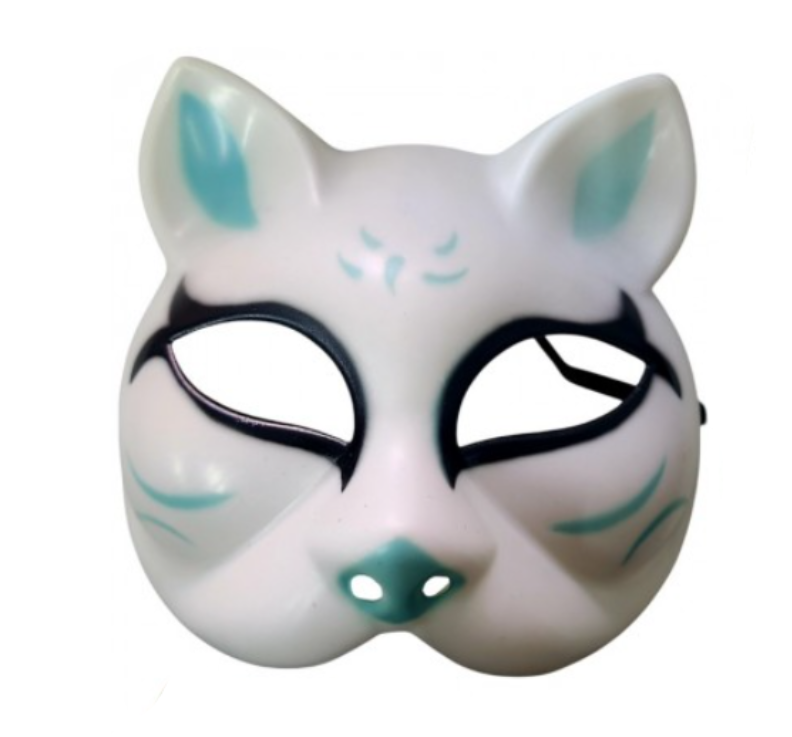 Маска Кіцуне Японської кошки лисиці 18х17 см бірюзова АВС