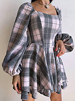 Жіноча корсетна сукня з об'ємними рукавами байка в клітинку Smb9461, фото 2