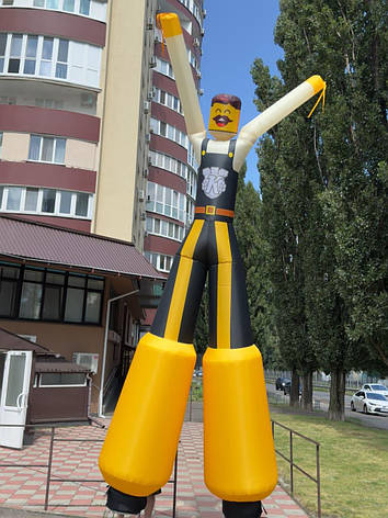 Аеромен двоногий 6 м з вентилятором для зовнішньої реклами кафе та фудкортів жовто чорний, фото 1